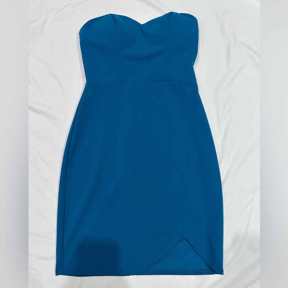 Teal strapless mini dress (xS fit for women)